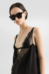 Dolce & Gabbana Silk Satin Camisole with Lace Trims in Black Vancouver. Shop Online or in Store.