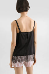 Dolce & Gabbana Silk Satin Camisole with Lace Trims in Black Vancouver. Shop Online or in Store.