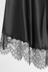 Dolce & Gabbana Silk Satin Skirt with Lace Trim in Black Vancouver. Shop Online or in Store.