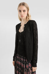 Dolce & Gabbana Silk Viscose Stretch Knit Lace Cardigan in Black Vancouver. Shop Online or in Store.