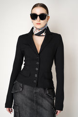 Dolce & Gabbana Single Breasted Wool Canvas Blazer Jacket in Black Vancouver. Shop Online or in Store.