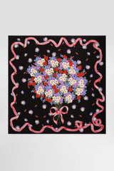 Dolce & Gabbana Small Floral-Print Silk Twill Scarf 90x90 in Black and Red Vancouver. Shop Online or in Store.