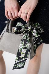 Dolce & Gabbana Small Flower Bouquet-Print Silk Twill Bandeau 6x100 in Black and White Vancouver. Shop Online or in Store.