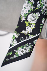 Dolce & Gabbana Small Flower Bouquet-Print Silk Twill Bandeau 6x100 in Black and White Vancouver. Shop Online or in Store.