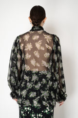 Dolce & Gabbana Small Flower Bouquet Print Chiffon Top in Black Vancouver. Shop Online or in Store.