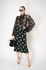 Dolce & Gabbana Small Flower Bouquet Print Chiffon Top in Black Vancouver. Shop Online or in Store.