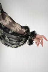 Dolce & Gabbana Small Flower Bouquet Print Chiffon Top in Black Vancouver. Shop Online or in Store.