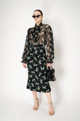 Dolce & Gabbana Small Flower Bouquet Print Chiffon Top in Black Vancouver. Shop Online or in Store.