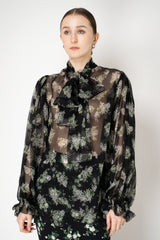 Dolce & Gabbana Small Flower Bouquet Print Chiffon Top in Black Vancouver. Shop Online or in Store.
