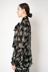 Dolce & Gabbana Small Flower Bouquet Print Chiffon Top in Black Vancouver. Shop Online or in Store.