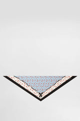 Dolce & Gabbana Small Rose-Print Silk Twill Triangle Scarf in Light Blue, White and Red Vancouver. Shop Online or in Store.