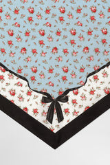 Dolce & Gabbana Small Rose-Print Silk Twill Triangle Scarf in Light Blue, White and Red Vancouver. Shop Online or in Store.