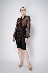 Dolce & Gabbana Small Rose Print Chiffon Top in Black and Red Vancouver. Shop Online or in Store.