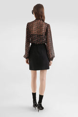 Dolce & Gabbana Small Rose Print Chiffon Top in Black and Red Vancouver. Shop Online or in Store.