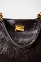 Dolce & Gabbana Small Vittoria Calfskin Shoulder/ Hand Bag in Bordeaux Brown Vancouver. Shop Online or in Store.
