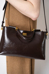 Dolce & Gabbana Small Vittoria Calfskin Shoulder/ Hand Bag in Bordeaux Brown Vancouver. Shop Online or in Store.
