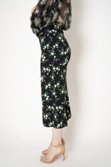 Dolce & Gabbana Stretch Silk Skirt in Black Small Flower Bouquet Print Vancouver. Shop Online or in Store.
