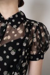 Dolce & Gabbana White Floral Short Sleeve Silk Dress in Black Vancouver. Shop Online or in Store.