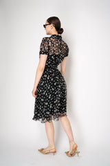 Dolce & Gabbana White Floral Short Sleeve Silk Dress in Black Vancouver. Shop Online or in Store.