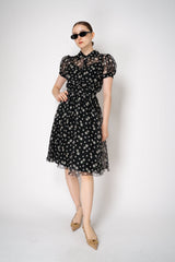Dolce & Gabbana White Floral Short Sleeve Silk Dress in Black Vancouver. Shop Online or in Store.