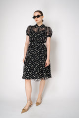 Dolce & Gabbana White Floral Short Sleeve Silk Dress in Black Vancouver. Shop Online or in Store.