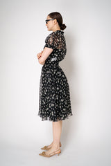 Dolce & Gabbana White Floral Short Sleeve Silk Dress in Black Vancouver. Shop Online or in Store.