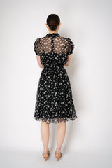 Dolce & Gabbana White Floral Short Sleeve Silk Dress in Black Vancouver. Shop Online or in Store.