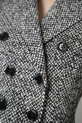 Dolce & Gabbana Wool Blend Double Breasted Jacket in Black and White Tweed Vancouver. Shop Online or in Store.