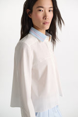 Dorothee Schumacher A-line Cotton Poplin Blouse with Removable Collar in White Vancouver. Shop Online or in Store.