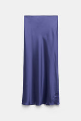 Dorothee Schumacher Bias Cut Silk Satin Midi-Skirt in Iris Vancouver. Shop Online or in Store.