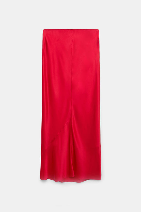 Dorothee Schumacher Bias Cut Silk Satin Midi-Skirt in Lollipop Vancouver. Shop Online or in Store.