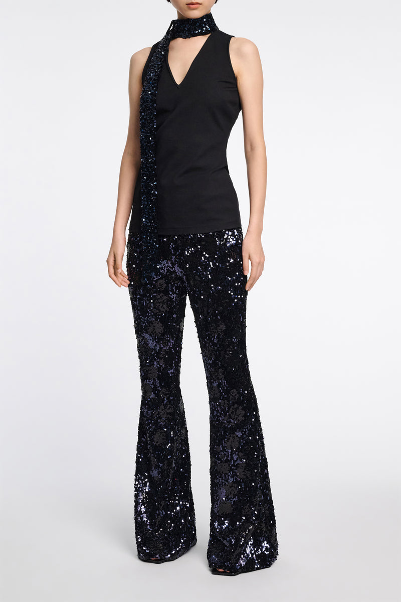 Dorothee Schumacher Bootcut Pants with Sequin Flower Design Vancouver. Shop Online or in Store.