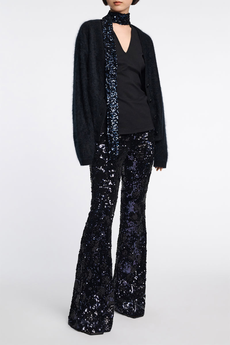 Dorothee Schumacher Bootcut Pants with Sequin Flower Design Vancouver. Shop Online or in Store.