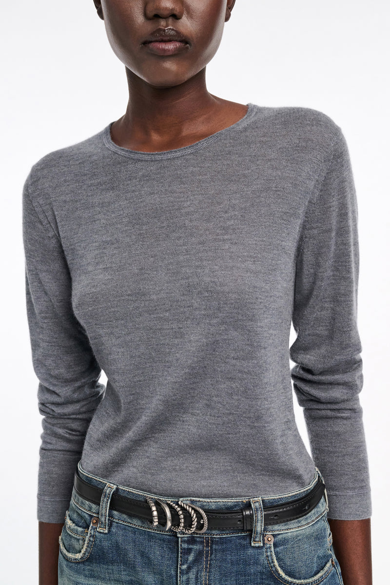 Dorothee Schumacher CPH Cashmere Knit Round Neck Pullover in Grey Vancouver. Shop Online or in Store.