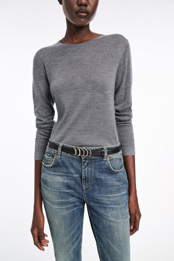 Dorothee Schumacher CPH Cashmere Knit Round Neck Pullover in Grey Vancouver. Shop Online or in Store.
