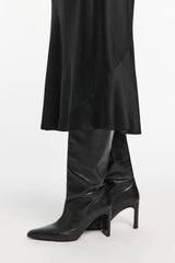 Dorothee Schumacher CPH Stretch Silk-Satin Midi-Skirt in Black Vancouver. Shop Online or in Store.