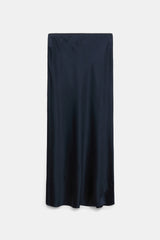 Dorothee Schumacher CPH Stretch Silk-Satin Midi-Skirt in Navy Vancouver. Shop Online or in Store.