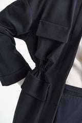Dorothee Schumacher Cinched Waist Field Punto Milano Jacket in Dark Navy Vancouver. Shop Online or in Store.