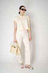 Dorothee Schumacher Cotton Piqué Cropped Polo Shirt in Butter Vancouver. Shop Online or in Store.