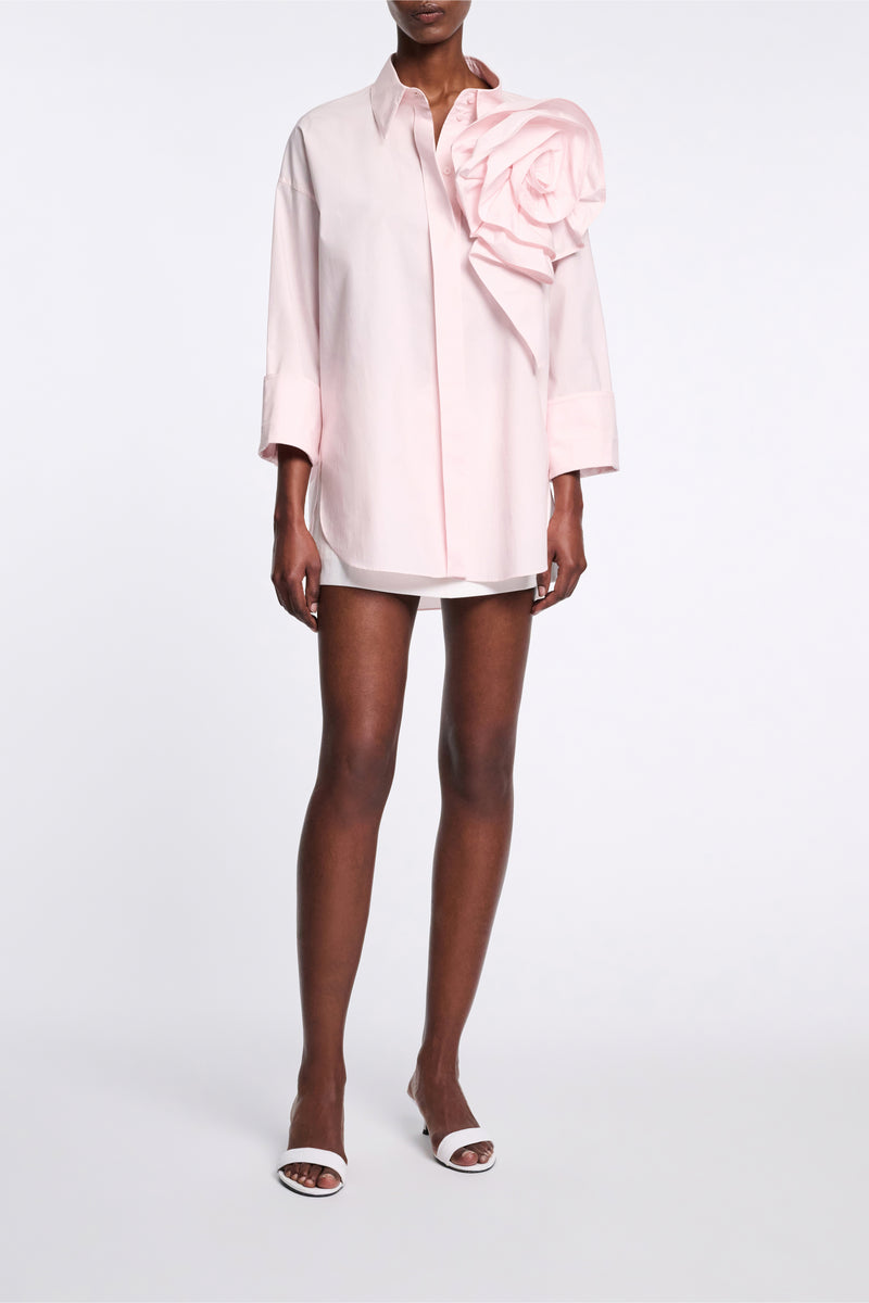 Dorothee Schumacher Cotton Poplin Shirt with XL Flower in Pink Vancouver. Shop Online or in Store.