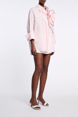 Dorothee Schumacher Cotton Poplin Shirt with XL Flower in Pink Vancouver. Shop Online or in Store.