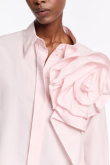 Dorothee Schumacher Cotton Poplin Shirt with XL Flower in Pink Vancouver. Shop Online or in Store.