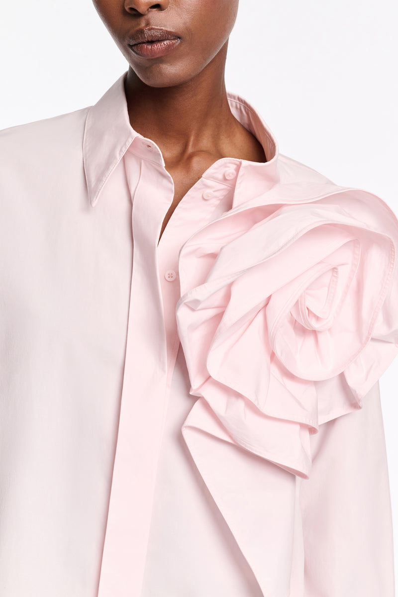 Dorothee Schumacher Cotton Poplin Shirt with XL Flower in Pink Vancouver. Shop Online or in Store.