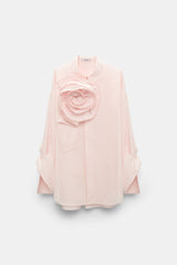Dorothee Schumacher Cotton Poplin Shirt with XL Flower in Pink Vancouver. Shop Online or in Store.