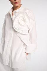 Dorothee Schumacher Cotton Poplin Shirt with XL Flower in White Vancouver. Shop Online or in Store.