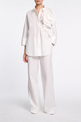 Dorothee Schumacher Cotton Poplin Shirt with XL Flower in White Vancouver. Shop Online or in Store.