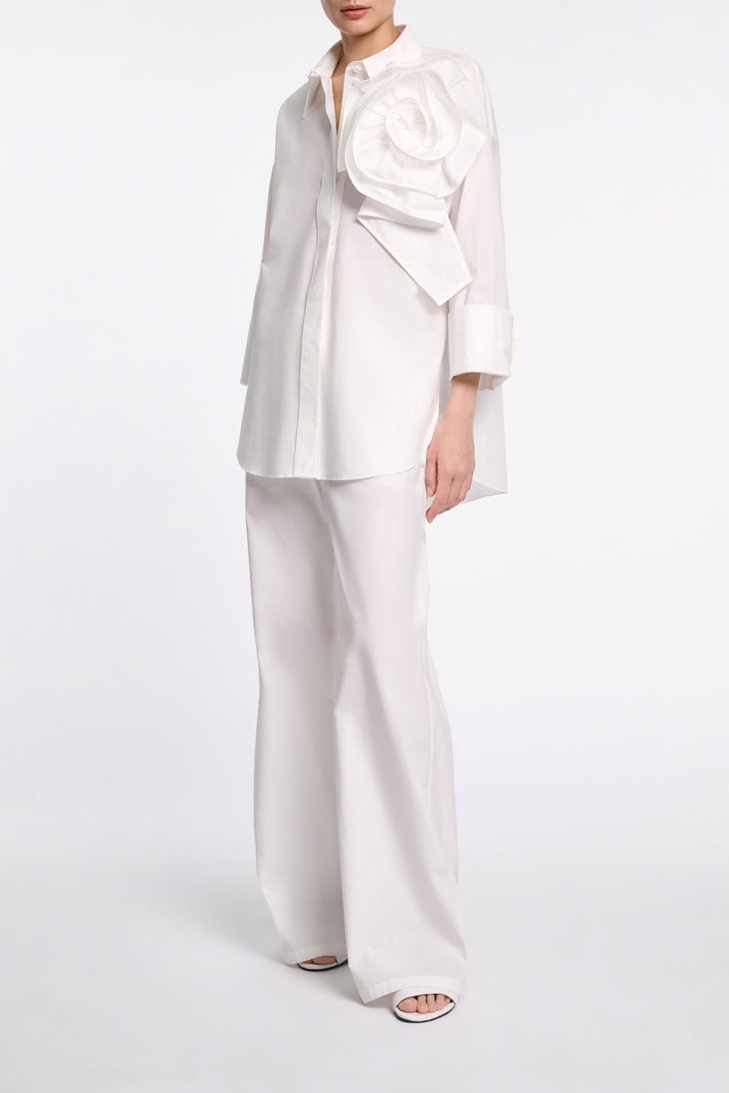 Dorothee Schumacher Cotton Poplin Shirt with XL Flower in White Vancouver. Shop Online or in Store.