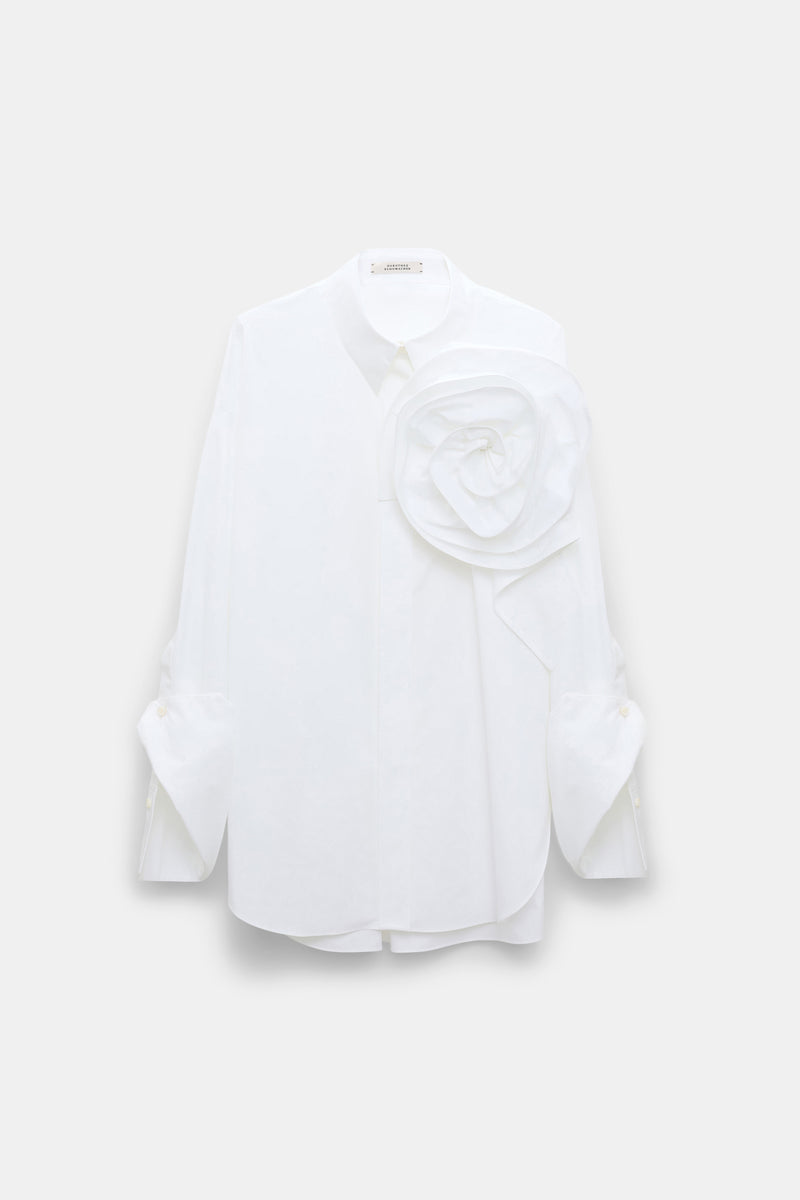 Dorothee Schumacher Cotton Poplin Shirt with XL Flower in White Vancouver. Shop Online or in Store.
