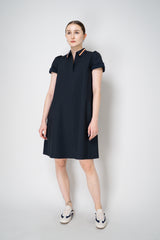 Dorothee Schumacher Cotton Poplin Short Sleeve Polo Dress in Navy Vancouver. Shop Online or in Store.