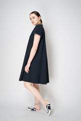 Dorothee Schumacher Cotton Poplin Short Sleeve Polo Dress in Navy Vancouver. Shop Online or in Store.